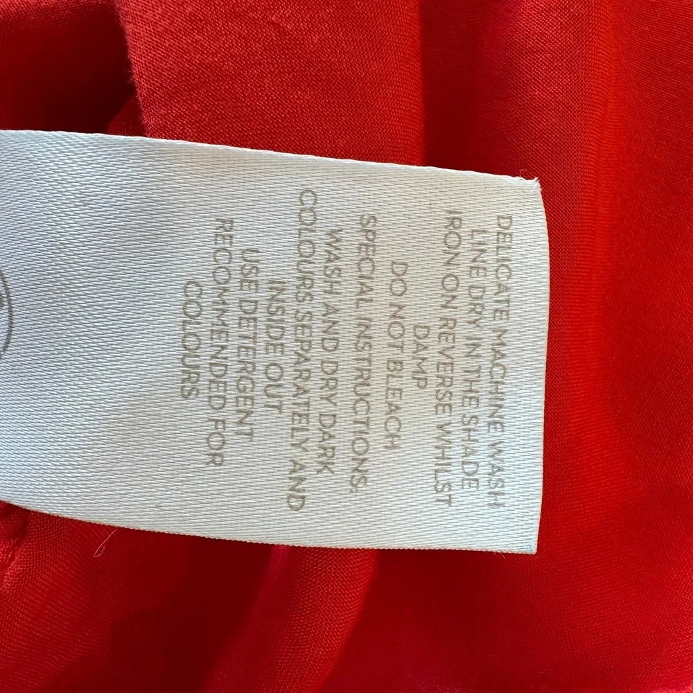 Boden Red Ruffle Collar Tie Neck Long Sleeve Blouse US 4 UK 8 W0269